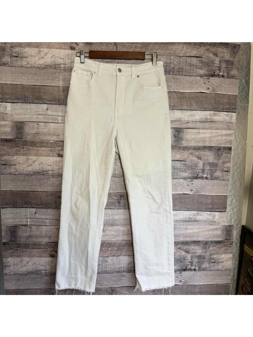 Madewell 90's Straight Crop White Raw Hem Jeans US Women's 27